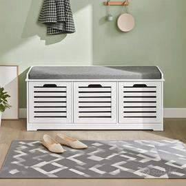 Scarpiera bianca in legno con seduta nuova