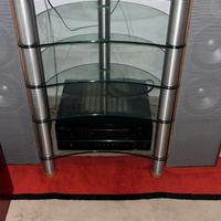 Mobile porta rack audio/video in vetro e alluminio