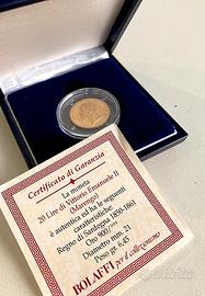 20 Lire V. Emanuele II  1859 Marengo oro - Bolaffi