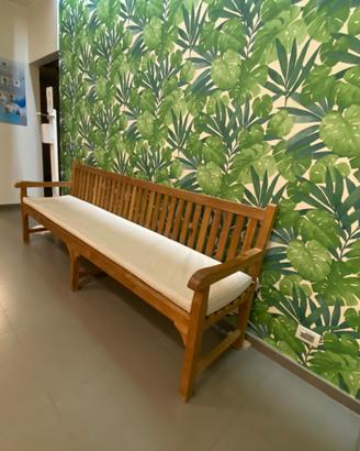 Panca legno esterno / interno cuscino beige