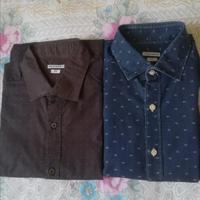 Set 2 camicia Mastai Ferretti blu marrone cotone 