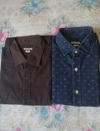 Set 2 camicia Mastai Ferretti blu marrone cotone 