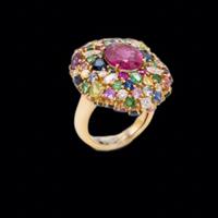 Anello cocktail pietre preziose colorate