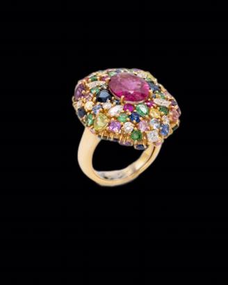 Anello cocktail pietre preziose colorate