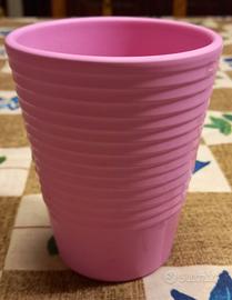 Portavaso in Ceramica Rosa Rigato (Cache-pot)