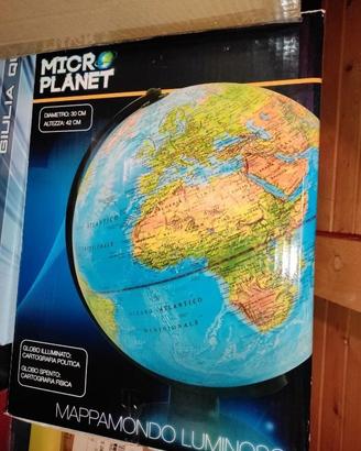 MICRO PLANET Mappamondo luminoso fisico e politico