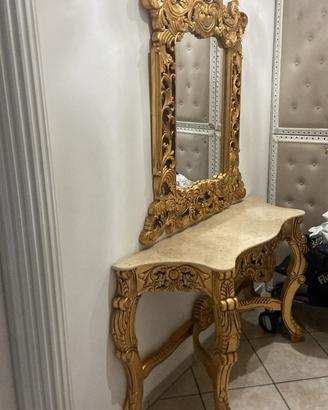 Tavolino in marmo con specchio
