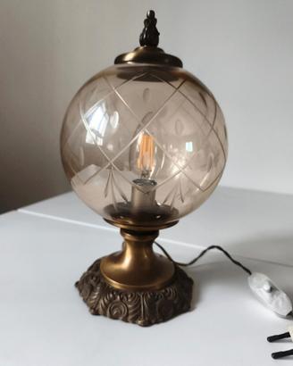 Lampada Vintage Anni '60/'70 Vetro Ambrato Inciso 