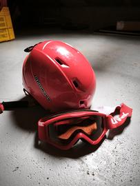 Casco sci Rossignol junior rosso + maschera UVEX