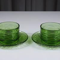 Tazze tè Vereco Francia vetro verde anni ’70