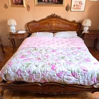 Camera da letto antica con legno intarsiato