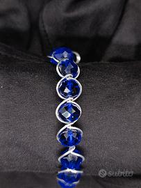 Bracciale in alluminio argentato e cristalli