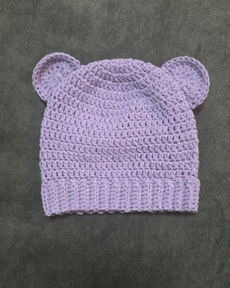 Cappellino Orsetto Neonato Fatto a Mano Crochet 