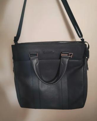 Borsa verticale Piquadro in pelle Ox 7577 blu