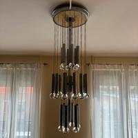 Lampadario Gaetano Sciolari anni 70 vetro metallo