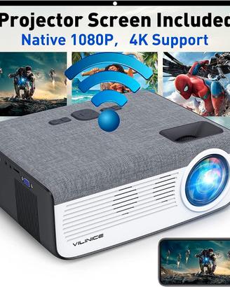 Proiettore Bluetooth WiFi 1080P HD Supporto 4K