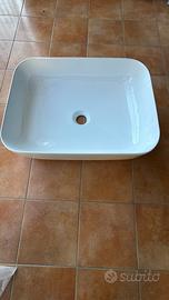 Lavabo appoggio rettangolare 60x40 bianco lucido