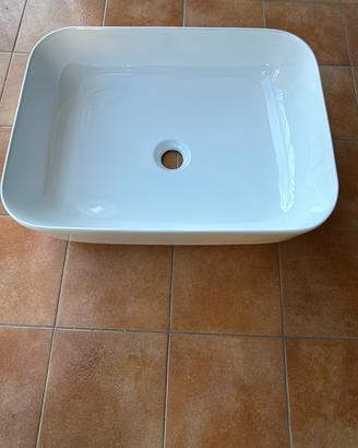 Lavabo appoggio rettangolare 60x40 bianco lucido