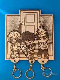 Portachiavi legno handmade – Banana Fish fan art –