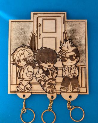 Portachiavi legno handmade – Banana Fish fan art –