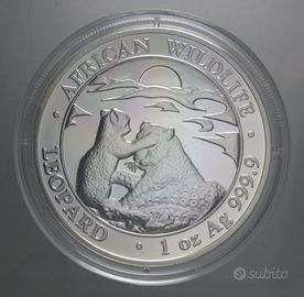 Moneta Somalia 1 Oncia 2019 Leopardo Argento