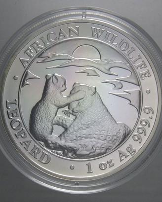 Moneta Somalia 1 Oncia 2019 Leopardo Argento