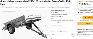 Carrello rimorchio Unitrailer NUOVO