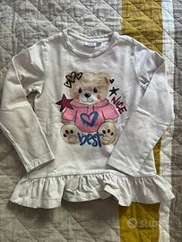 Felpa bambina 5-6 anni con stampa e balza