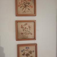 Tris di stampe botaniche su ceramica Cernova 