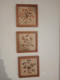 Tris di stampe botaniche su ceramica Cernova 