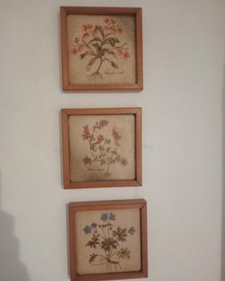 Tris di stampe botaniche su ceramica Cernova 