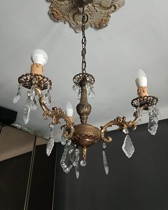 Lampadario bronzo 3 bracci 