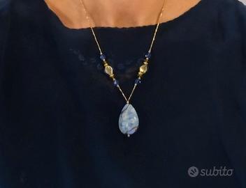 Collana in perle di Murano tonalità azzurro