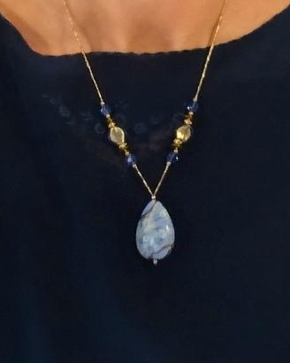Collana in perle di Murano tonalità azzurro
