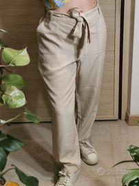Pantaloni beige in Lyocell e Lino Tg 42 NUOVI