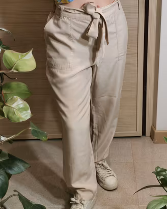 Pantaloni beige in Lyocell e Lino Tg 42 NUOVI