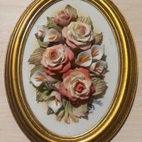 Quadro floreale in ceramica Capodimonte originale