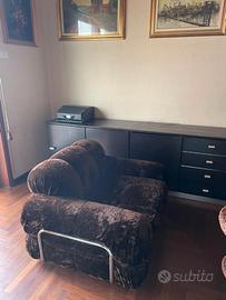 Coppia poltrone vintage anni ’70 velluto marrone