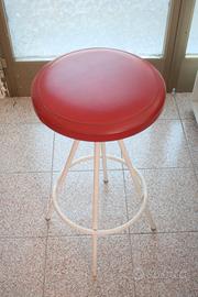 Sgabello metallico seduta in ecopelle Rossa