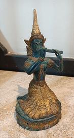 Statuina Thailandese Donna musicista in bronzo