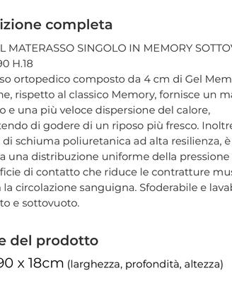 Materasso singolo