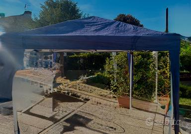 Gazebo Pieghevole 2x2m Fisarmonica Blu