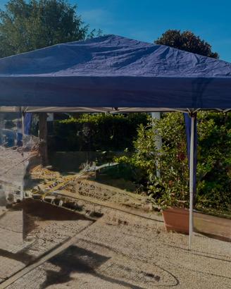 Gazebo Pieghevole 2x2m Fisarmonica Blu
