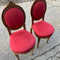 Coppia di sedie imbottite a medaglione Luigi XVI