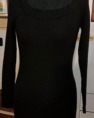 Abito Stefanel tubino nero con frange