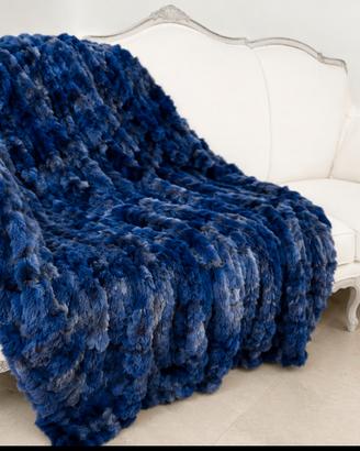 Splendida coperta in coniglio blu navy foderata tn