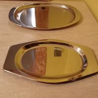 set di n.2 vassoi ovali in acciaio 