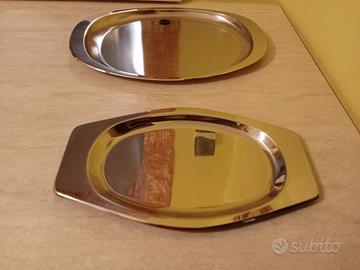 set di n.2 vassoi ovali in acciaio 
