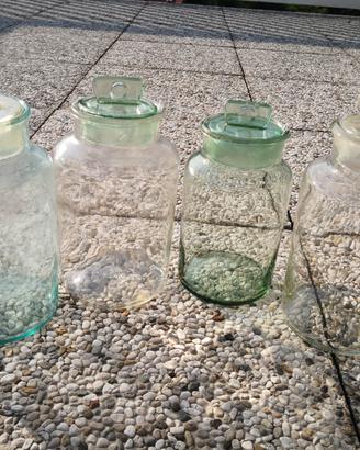 4 barattoli vintage-vetro con coperchio