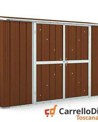 Casetta in lamiera esterno 307x100cm legno scuro